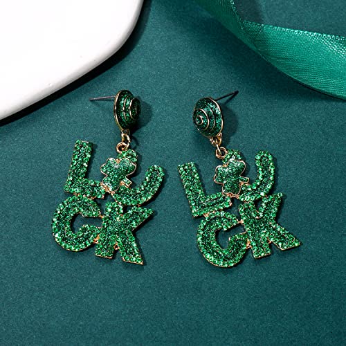 2 Pairs St. Patrick's Day Earrings for Women, Glitter Shamrock Earrings Green Irish Lucky Earrings, St. Patrick's Day Accessories Parade Party Favors Jewelry Gifts (2 Pairs A)