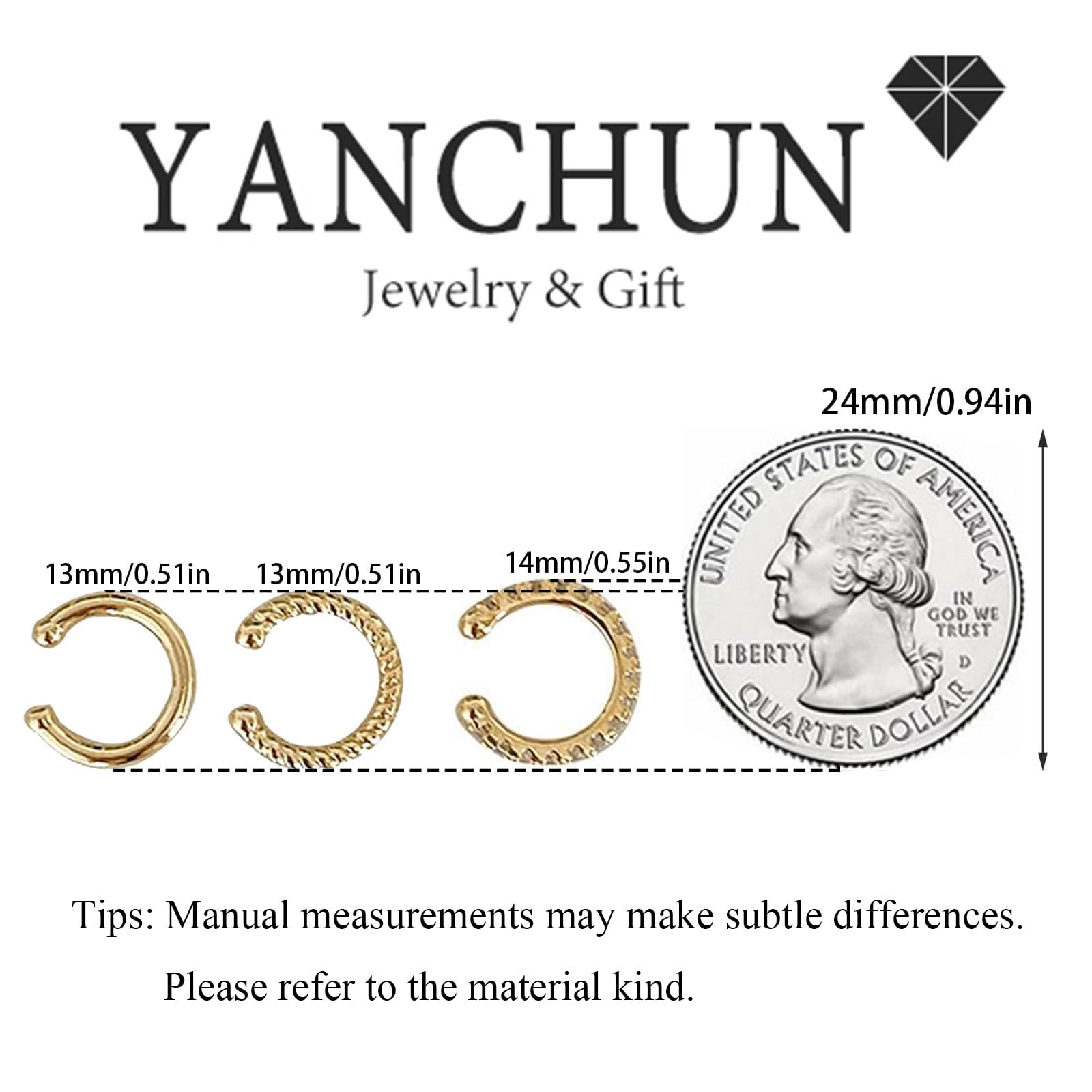 YANCHUN Brass Ear Cuffs, Non-Piercing, Soft Copper, Hypoallergenic, Lightweight, Sturdy, Smooth Surface, Ideal Gift, After Service