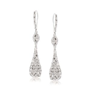 ross-simons 0.20 ct. t.w. diamond teardrop earrings in sterling silver