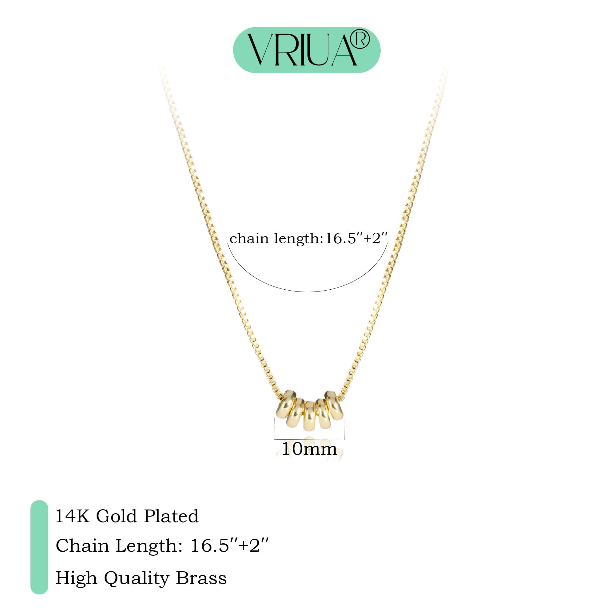 VRIUA Gold Necklace for Women, Dainty Gold Necklace 14k Gold Plated Ball Pendant Necklace Simple Box Chain Necklace Delicate Jewelry Everyday for Women