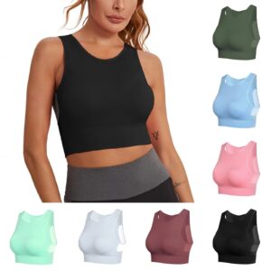 keepfit sports bras for women high support wireless racerback bra activewear bra yoga running tank tops black