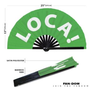 Loca! hand fan foldable bamboo circuit hand fan funny gag slang words expressions statement gifts Festival accessories Rave handheld Circuit event fan Clack fans (Green)