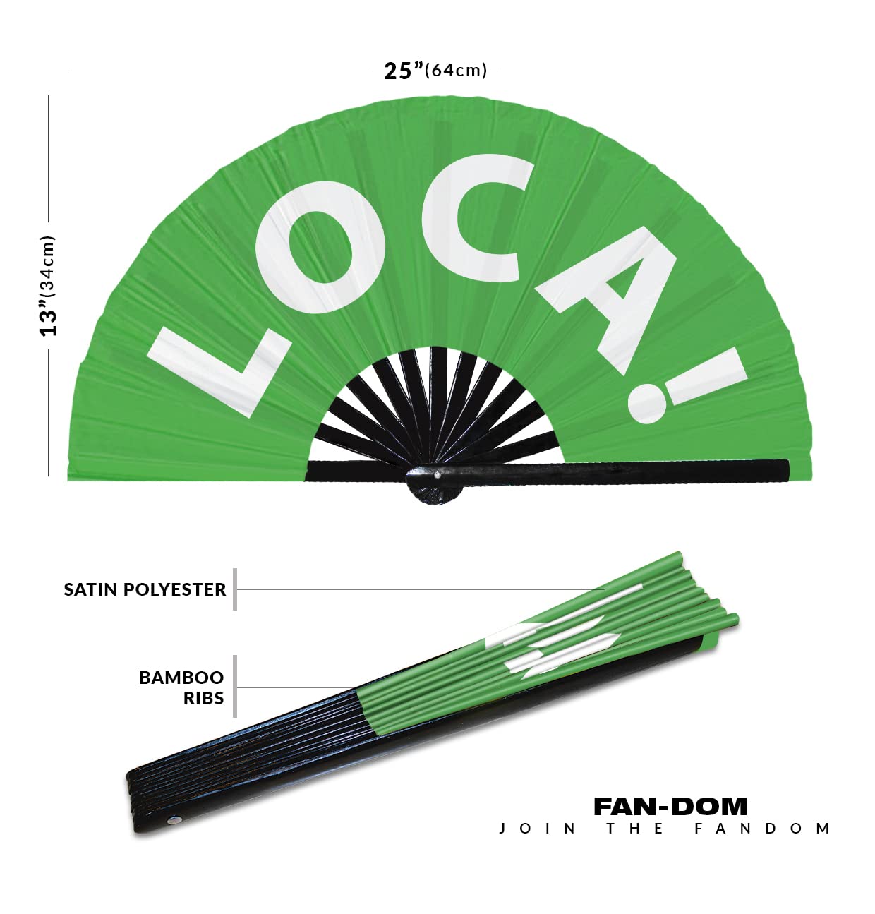 Loca! hand fan foldable bamboo circuit hand fan funny gag slang words expressions statement gifts Festival accessories Rave handheld Circuit event fan Clack fans (Green)