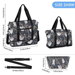 Sloths Duffel Gym Bag for Women Sports Travel Duffel Bag Sports Gym Bag with Shoes Compartment Mom Hospital Bag for Gym Yoga