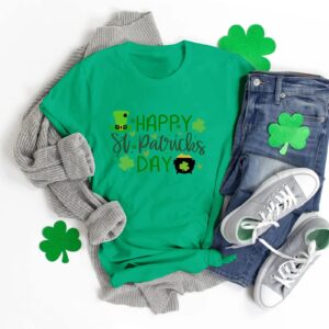 Women Work Clothes Womens St Patricks Day Printed Short Sleeve O Neck T Shirt Top Cheap Toys Under 5 Dollars Ofertas Del Dia De Hoy Relampago Cotton Tunics for Women Green