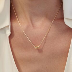 VRIUA Gold Necklace for Women, Dainty Gold Necklace 14k Gold Plated Ball Pendant Necklace Simple Box Chain Necklace Delicate Jewelry Everyday for Women