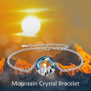 YFN Mountain Bracelet Sterling Silver Crystal Mountain Range Bracelet Nature Jewelry Gift for Skiers, Hikers, Campers, Climbers,Nature Lovers(Mountain crystal bracelet)