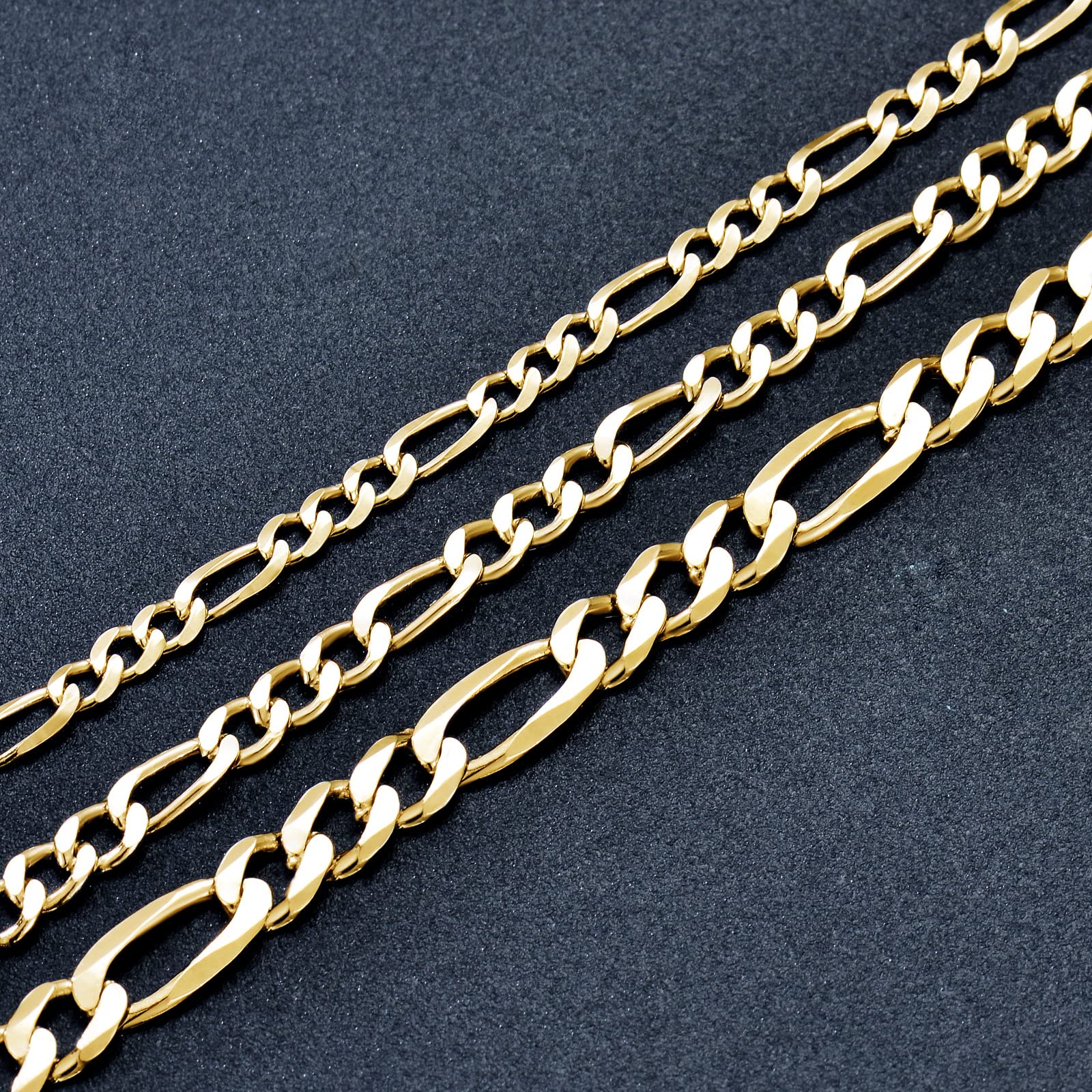 PDTJMTG 925 Sterling Silver Figaro Chain 3MM, 4MM, 5.5MM Diamond-Cut Figaro Link Chain Necklace for Men Women 18, 20, 22, 24, 26 Inch (Chain Length: 18 Inches, Chain Width: 4MM-gold)