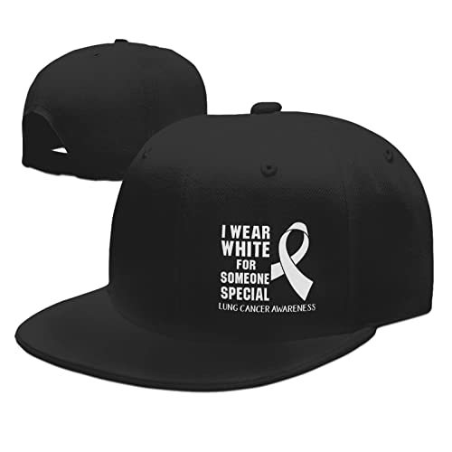 Rqwaaed I Wear White for Someone Special Lung Cancer Awareness Hats for Men and Women Flat Bill Baseball Cap Adult Adjustable Trucker