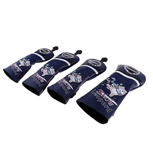 pistro PU Golf Headcovers Style 1, 3, 5, UT Driver & Fairway Head Cover Accessories - Dark Blue, 4Pcs 1 3 5 UT