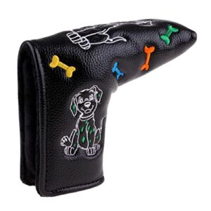 pistro PU Leather Golf Putter Head Covers Headcover Universal Fits All Brands Blade - Black Dog