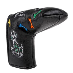 pistro PU Leather Golf Putter Head Covers Headcover Universal Fits All Brands Blade - Black Dog