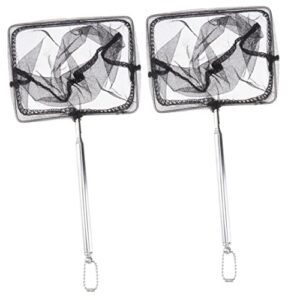 Asakkura 2 pcs Small Outdoor Landing for Retractable Freshwater Steel Portable Frame Tackle Extendable Leaf Pool Net Professional Tool Cm Tanks Shrimp Silver Dip Fishing Accessory