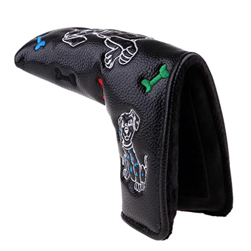 pistro PU Leather Golf Putter Head Covers Headcover Universal Fits All Brands Blade - Black Dog