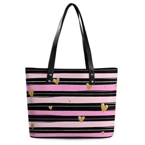 womens handbag love stripe leather tote bag top handle satchel bags for lady