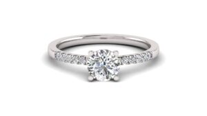 1.00 carat tw women's moissanite and natural diamonds engagement ring in 10k white gold, size 9