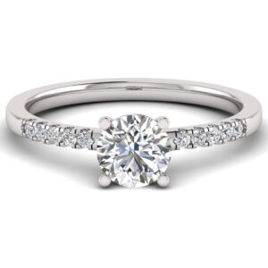 1.00 Carat TW Women's Moissanite and Natural Diamonds Engagement Ring in 10k White Gold, Size 9