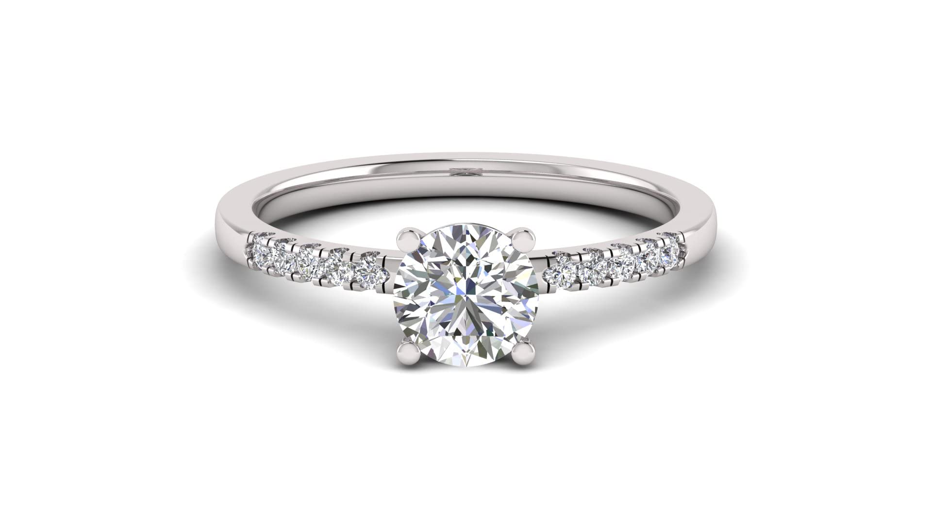 1.00 Carat TW Women's Moissanite and Natural Diamonds Engagement Ring in 10k White Gold, Size 9