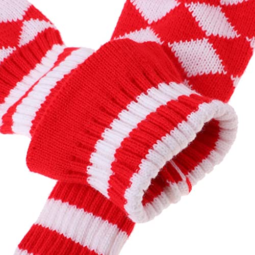 pistro 4Pcs Pom Pom Knit Headcover Long Neck Driver - Red