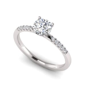 1.00 Carat TW Women's Moissanite and Natural Diamonds Engagement Ring in 10k White Gold, Size 9