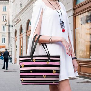 Womens Handbag Love Stripe Leather Tote Bag Top Handle Satchel Bags For Lady