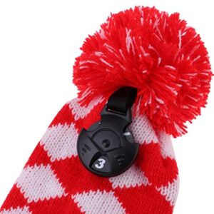 pistro 4Pcs Pom Pom Knit Headcover Long Neck Driver - Red