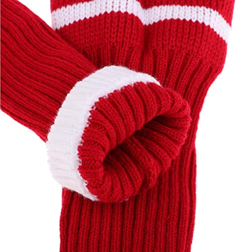 pistro 3Pcs Pom Pom Knit Headcover Long Neck Driver Fairway Woods Head Cover - Red