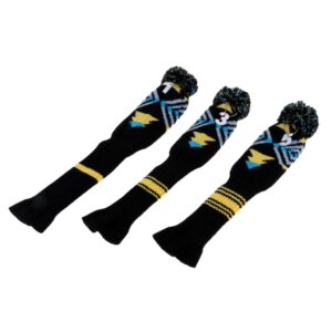 pistro 3pcs vintage pom headcover golf club cover socks driver - color b