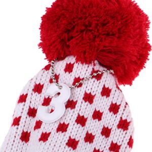 pistro 3Pcs Pom Pom Knit Headcover Long Neck Driver Fairway Woods Head Cover - Red