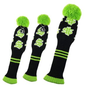 barenx 3pcs golf head cover usa america golf club headcovers, knitted head cover set