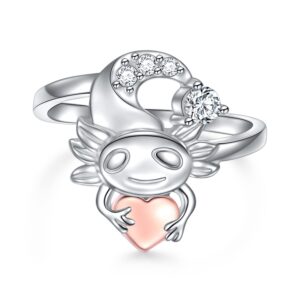 yearace axolotl ring for women 925 sterling silver rose gold axolotl ring cute animal jewelry gifts for women size 9