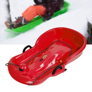 Garende Portable Winter Snow Sled Sledding Toboggan Sleigh Ski Board Downhill Sleds Nonslip Foot Pedal Kid Sledge for Outdoor Yard Lawn Sports, Red