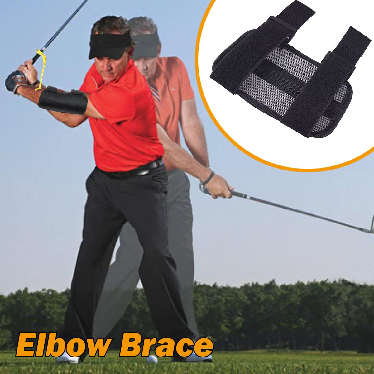 SAEBEL Golf Training Aid Elbow Brace Corrector with Tick Sound Notification for Men Women Correct Swing Posture