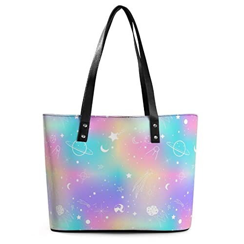 Womens Handbag Starry Sky Leather Tote Bag Top Handle Satchel Bags For Lady