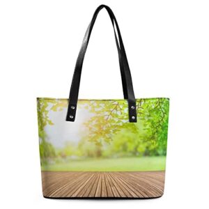 womens handbag wooden path leather tote bag top handle satchel bags for lady