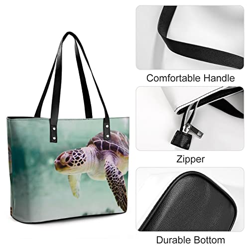 Womens Handbag Sea Turtle Leather Tote Bag Top Handle Satchel Bags For Lady