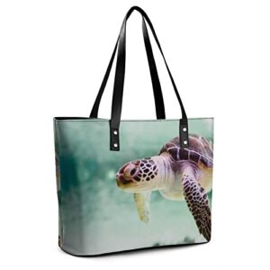 Womens Handbag Sea Turtle Leather Tote Bag Top Handle Satchel Bags For Lady