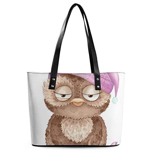 Womens Handbag Owl Leather Tote Bag Top Handle Satchel Bags For Lady