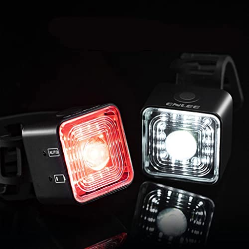 BESSTUUP Riding Light Front and Rear Sets of Lights Brake Warning Rear Bike Light Easy Install USB Rechargeable Brake Sensing Light for Bicycle Road Cycling - E105front E105Rrear