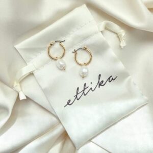 Ettika Pearl Earrings. Huggie, Hoop Earrings, Gold Pearl Earrings, 2-in-1 Gold Tone Plated with Removable Charm.