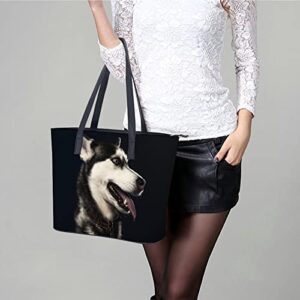 Womens Handbag Husky Dog Leather Tote Bag Top Handle Satchel Bags For Lady