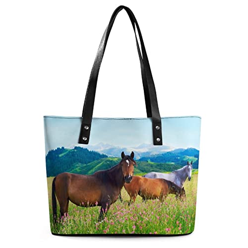 Womens Handbag Meadow Horse Leather Tote Bag Top Handle Satchel Bags For Lady