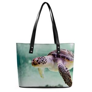 Womens Handbag Sea Turtle Leather Tote Bag Top Handle Satchel Bags For Lady