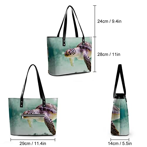 Womens Handbag Sea Turtle Leather Tote Bag Top Handle Satchel Bags For Lady