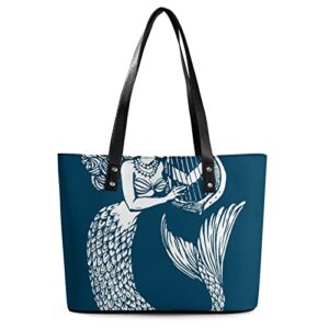 womens handbag mermaid leather tote bag top handle satchel bags for lady