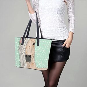 Womens Handbag Green Unicorn Flower Leather Tote Bag Top Handle Satchel Bags For Lady