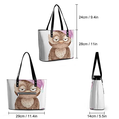 Womens Handbag Owl Leather Tote Bag Top Handle Satchel Bags For Lady