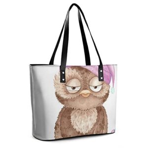 Womens Handbag Owl Leather Tote Bag Top Handle Satchel Bags For Lady