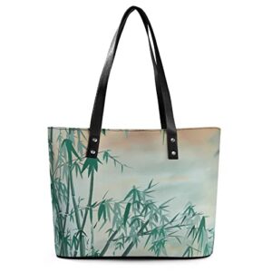 womens handbag chinese ink illustration leather tote bag top handle satchel bags for lady