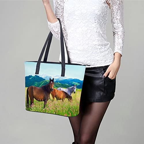 Womens Handbag Meadow Horse Leather Tote Bag Top Handle Satchel Bags For Lady